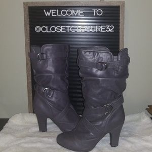 Women's Gray Slouched Boots
